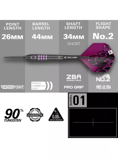 Darts szett TARGET Lorraine Winstanley GEN2 Swiss Point Steeldarts - 24g