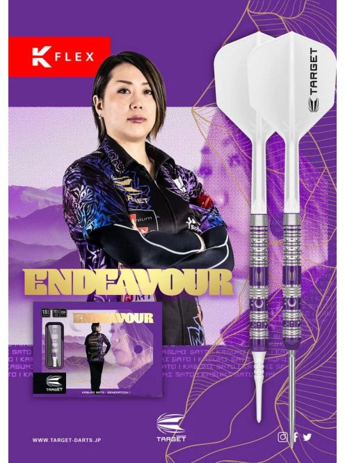 Darts szett steel TARGET JAPAN SP Kasumi Sato Endeavour G1, 22,5g 90% gravírozott