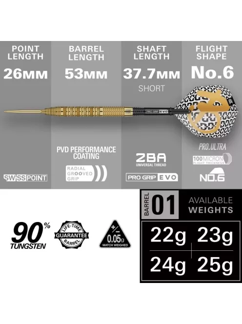 Darts szett steel Target SP Bolide Envy 01 - 24g, 90%