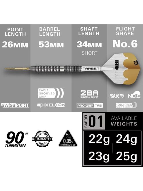Darts szett Target Redux 01 Swiss Point 25g