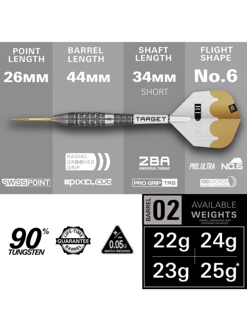 Darts szett Target Redux 02 Swiss Point Steeldarts 22g