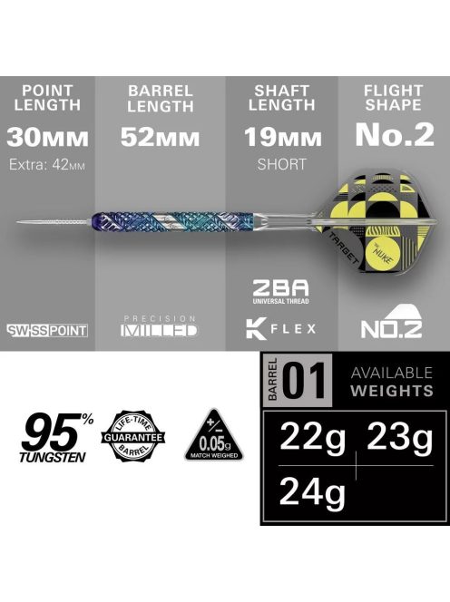 Darts szett steel Target SP Luke Littler Edge, 22g 95%