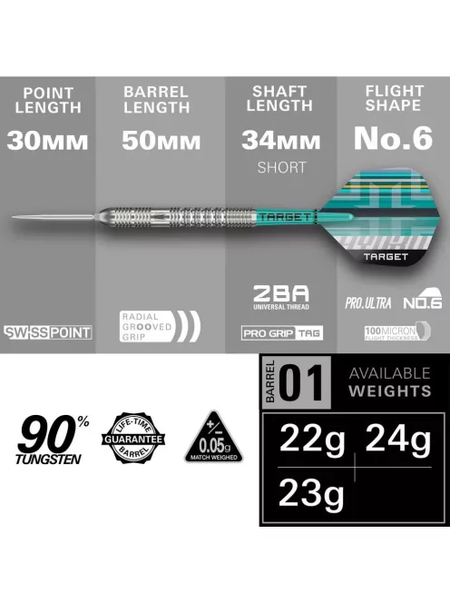 Darts szett Target Hydro 01 Swiss Point 24g