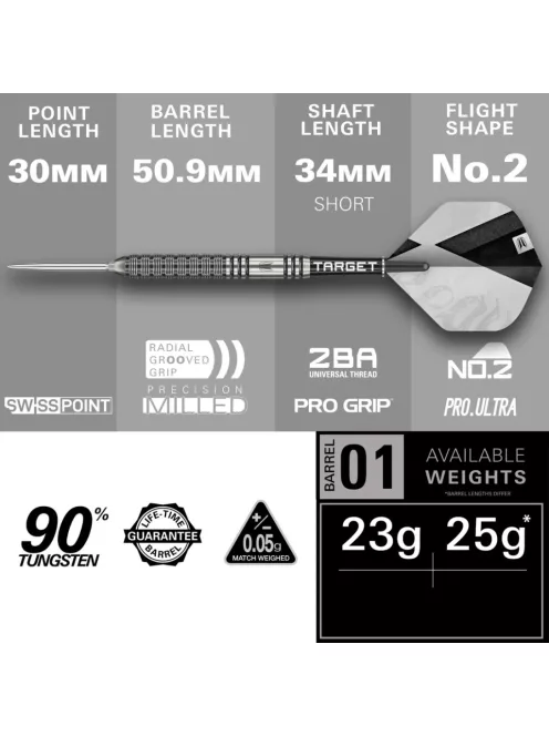 Darts szett Target Beau Greaves GEN1 Swiss Point 23g