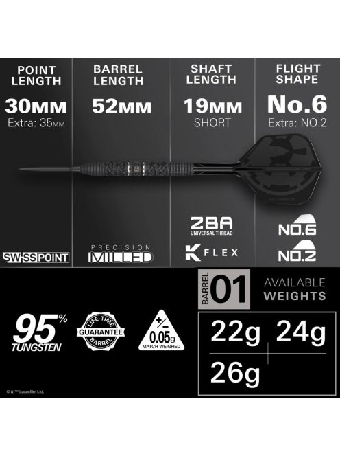 darts szett steel SP STAR WARS TARGET Darth Vader, 22gr, 95%