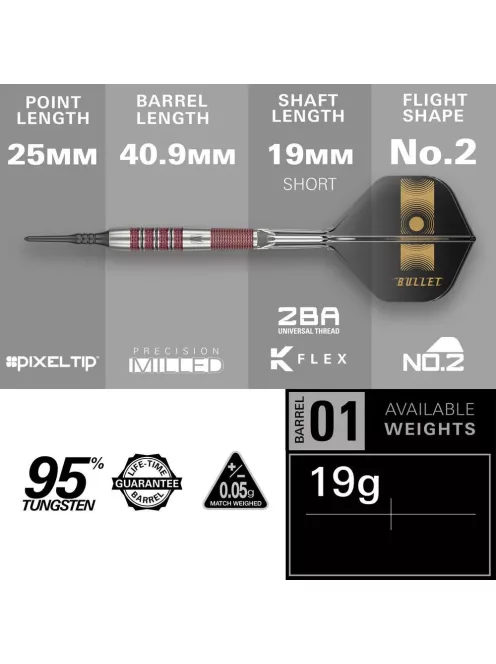 Darts szett soft Target Stephen Bunting 95K 18g 95%