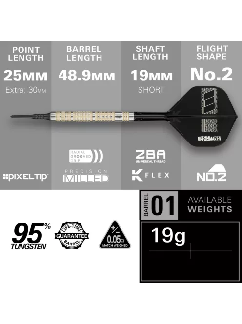 Darts szett Target Dimitri Van Den Bergh 95K Soft - 19g