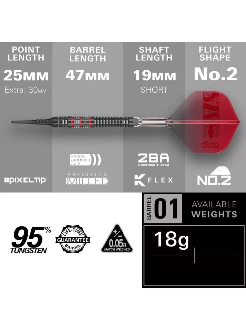Darts szett soft Target SP Nathan Aspinall 95K, 18g 95%