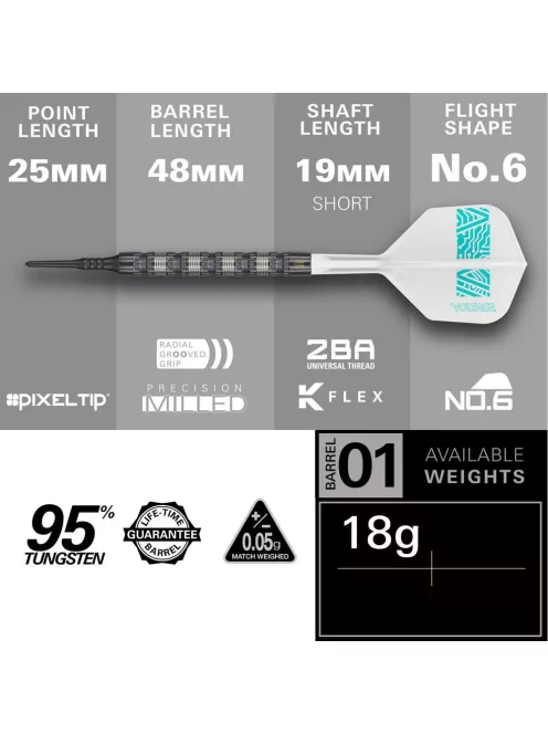 Darts szett soft Target SP Rob Cross 95K, 18g 95%