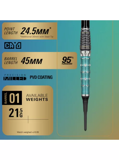 darts szett soft TARGET Japan The Rising Miracle Combination Limited Edition, 21,5g 95%