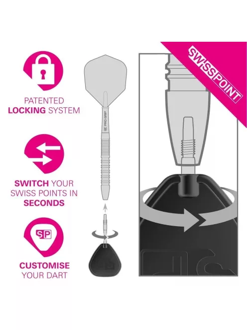 Darts fémhegy TARGET Swiss Storm RST, fekete 30mm