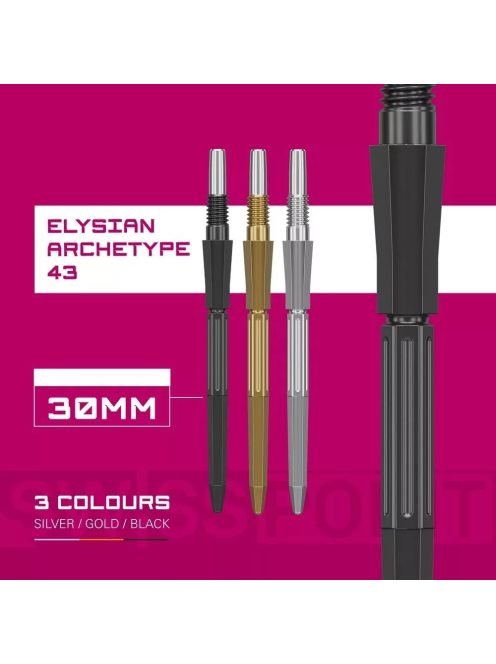 Darts fémhegy TARGET Swiss Point Elysian Archetype 43, fekete 30mm