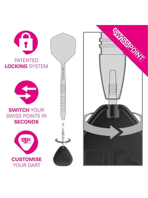 Darts fémhegy TARGET Swiss Point TRB, fekete 42mm