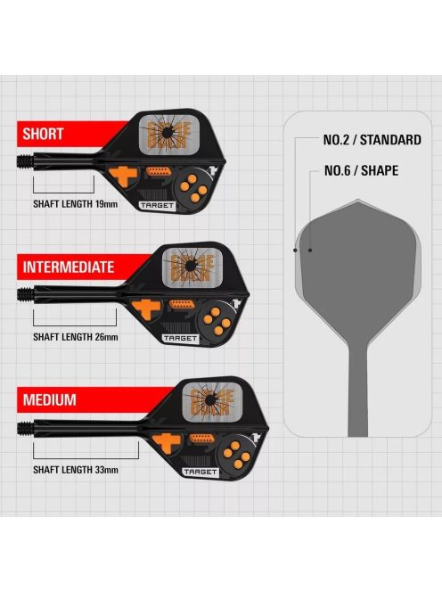 Darts integrált tollszár Target K-Flex Game Over, No6 toll és hosszú szár