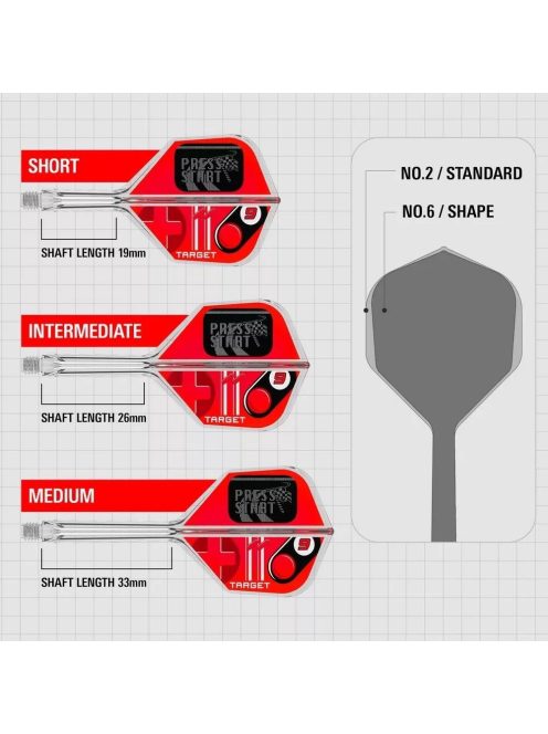 Darts integrált tollszár Target K-Flex Press Start, No6 toll és hosszú szár