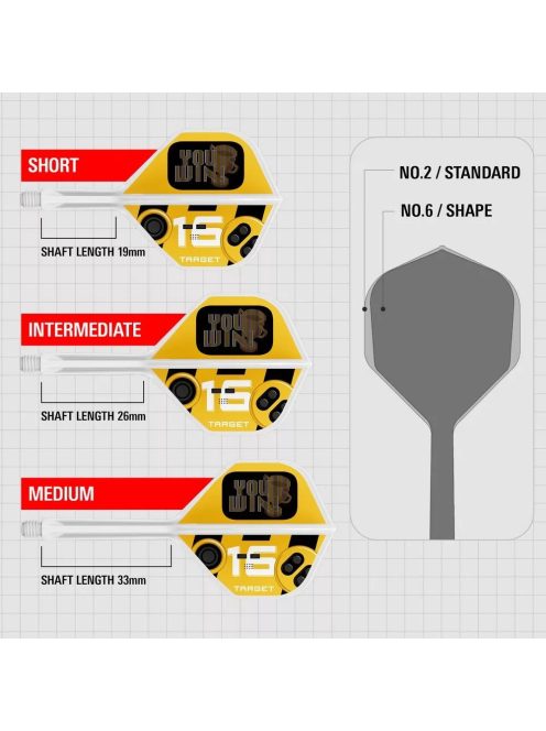 Darts integrált tollszár Target K-Flex You Win, No2 toll és hosszú szár