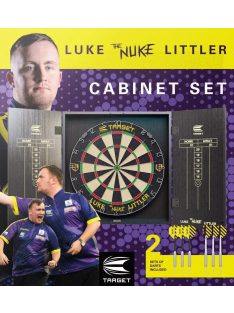   Komplett dart csomag Target Luke 'The Nuke' Littler darts tábla és kabinet 2 szett nyíllal