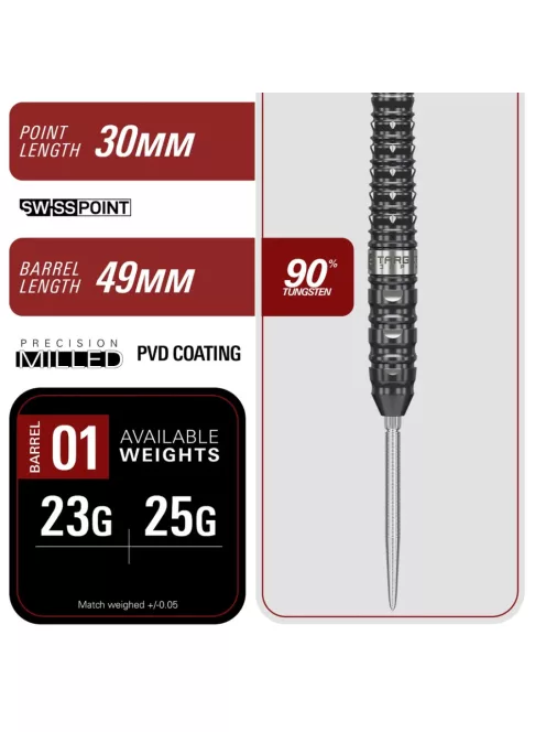 darts szett steel Target Japan SP Black Marque Eclipse, 25g 90%