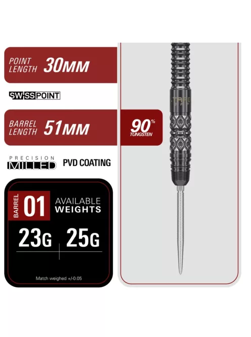 darts szett steel Target Japan SP Black Marque Creed, 25g 90%