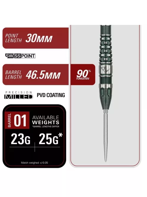 darts szett steel Target Japan SP Prime Series Tan Phuay Wei PW G3, 25g 90% 