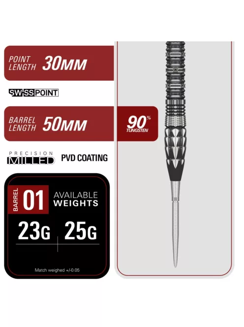 Dart szett steel TARGET JAPAN Mitsumasa Hoshino Pyro G12, 25g 90% wolfram
