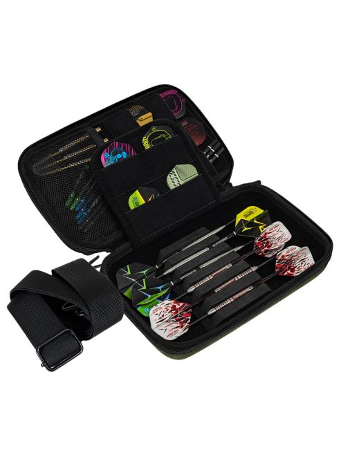DARTS CASE HARROWS SMART CASE FOR STORAGE OF 2 SETS, GREEN BLACK