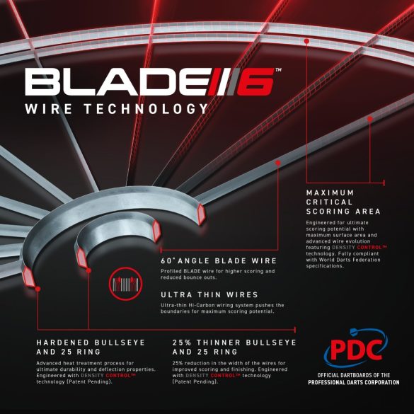 Winmau darts tábla,  Blade 6 Triple Core PDC,  sisal
