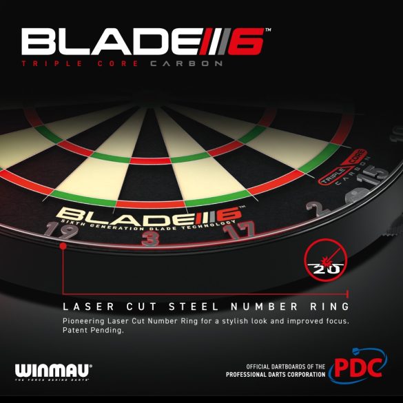 Winmau darts tábla,  Blade 6 Triple Core PDC,  sisal
