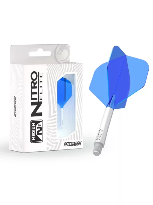 Dart toll és szár egyben Red Dragon Nitro Flite kék-fehér, standard toll és közepes szár
