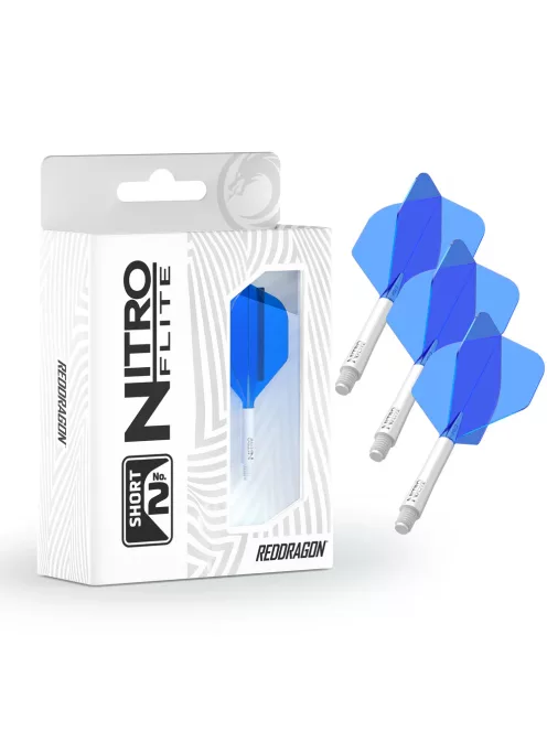 Dart toll és szár egyben Red Dragon Nitro Flite kék-fehér, standard toll és közepes szár