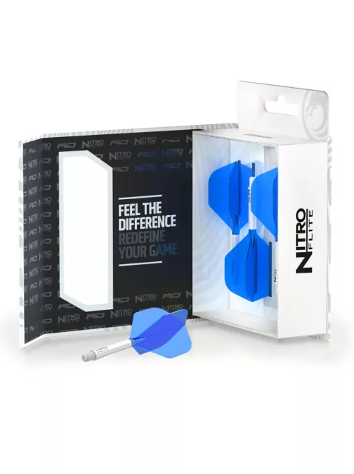 Dart toll és szár egyben Red Dragon Nitro Flite kék-fehér, standard toll és hosszú szár 