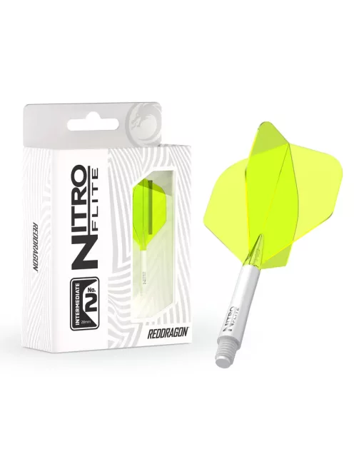 darts toll és szár egyben Red Dragon Nitro Flite fehér/zöld No2 toll és rövid szár