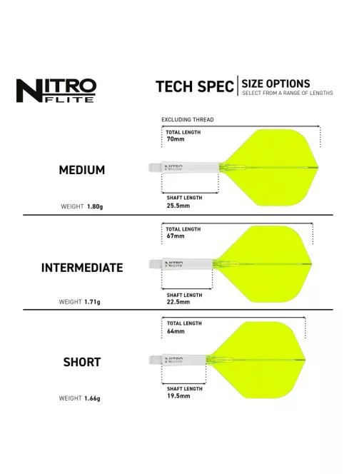 darts toll és szár egyben Red Dragon Nitro Flite fehér/zöld No2 toll és rövid szár