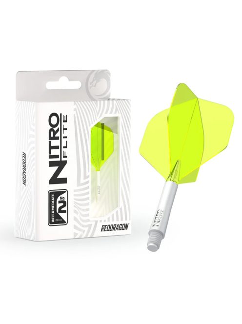 darts toll és szár egyben Red Dragon Nitro Flite fehér/zöld No2 toll és hosszú szár