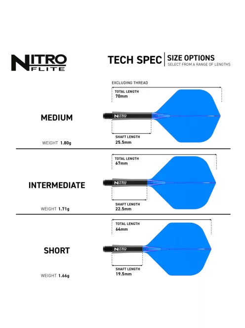 Darts toll és szár egyben Red Dragon Nitro Flite fekete,kék No2 toll és hosszú szár