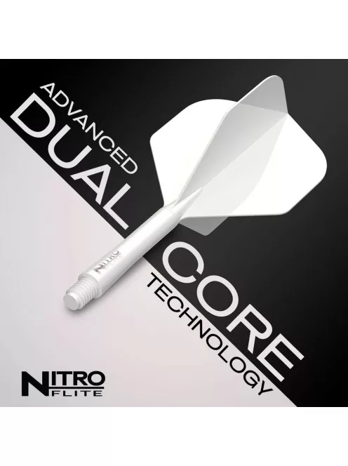 Darts toll és szár egyben Red Dragon Nitro Flite fehér, standard toll és közepes szár