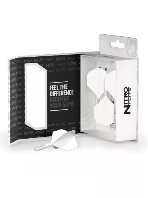 Darts toll és szár egyben Red Dragon Nitro Flite fehér, standard toll és hosszú szár