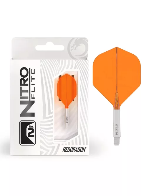 Darts toll és szár egyben, Red Dragon Nitro Flite, narancs-fehér, standard toll és közepes szár