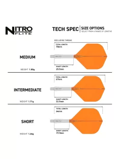   Darts toll és szár egyben, Red Dragon Nitro Flite, narancs-fehér, standard toll és hosszú szár