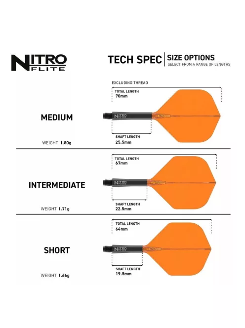 Darts toll és szár egyben Red Dragon Nitro Flite, narancs-fekete, standard toll és közepes szár