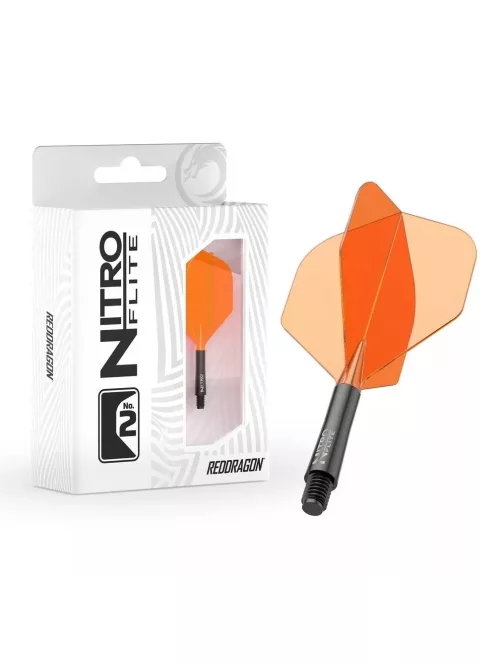 Darts toll és szár egyben Red Dragon Nitro Flite, narancs-fekete, standard toll és hosszú szár