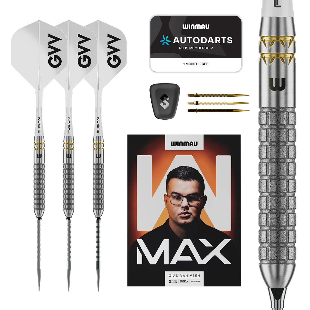 Darts szett steel Winmau Gian Van Veen W-MAX Switch Point Steeldarts, 23g, 90%