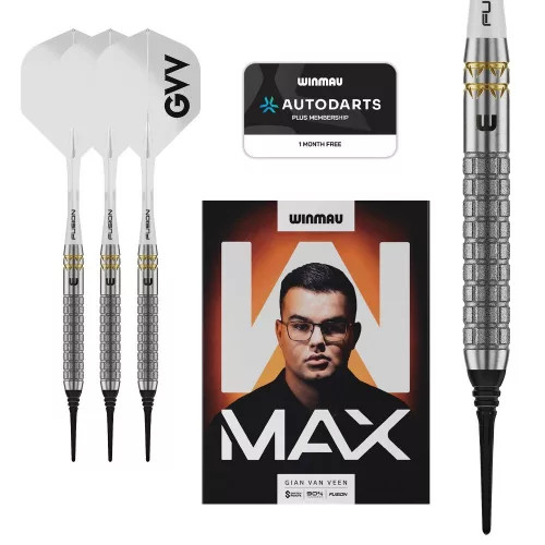 Darts szett soft Winmau Gian Van Veen W-MAX, soft 18g, 90%